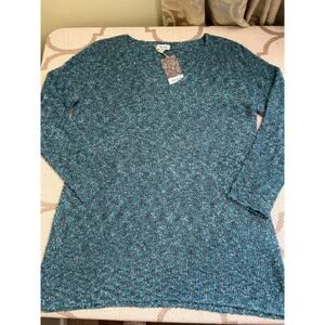 River textured blue green long sleeve sweater, size extra large, NWT